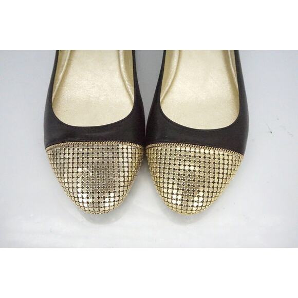 Jimmy Choo Waine Black Leather Gold Stud Cap Toe Ballet Flats Size 35 NIB $565 - Picture 6 of 11